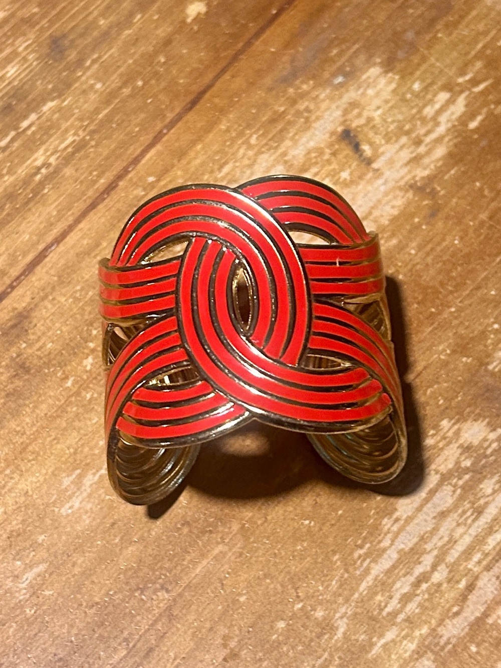 Red Enamel Knot Statement Cuff - Women Jewelry